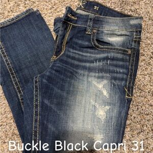 Buckle Black Distressed Capri Jeans